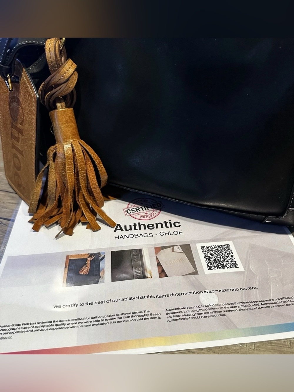 Chloe Black Leather Satchel Bag with Oversized Tassel & COA - Picture 16 of 16